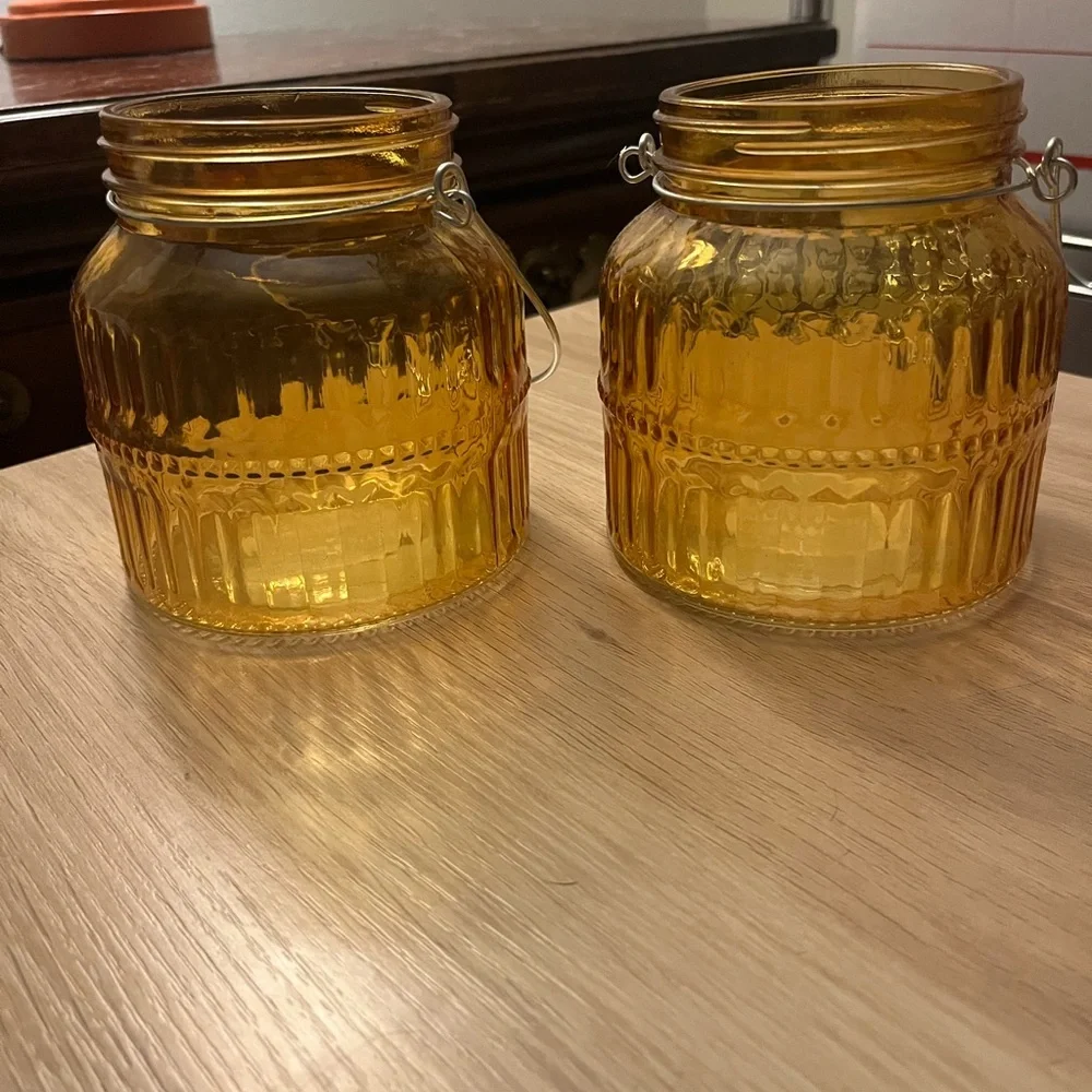Yellow~Lantern Style ~Jar~ Pillar Candle Holder ~Fall/Autumn